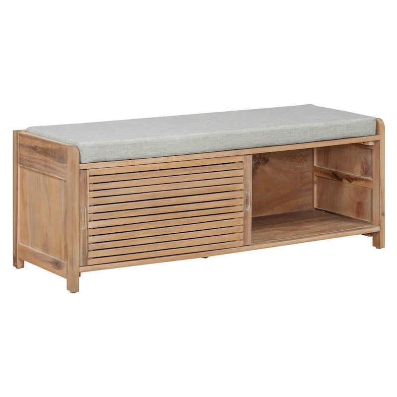 Banc d'entrée avec rangement pour chaussures, coussin et porte coulissante, meuble à chaussures pour salon, 15,4 cm (L) x 43,3 cm (P) x 16,5 cm (H)