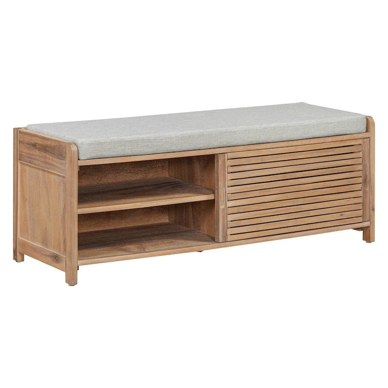 Banc d'entrée avec rangement pour chaussures, coussin et porte coulissante, meuble à chaussures pour salon, 15,4 cm (L) x 43,3 cm (P) x 16,5 cm (H)