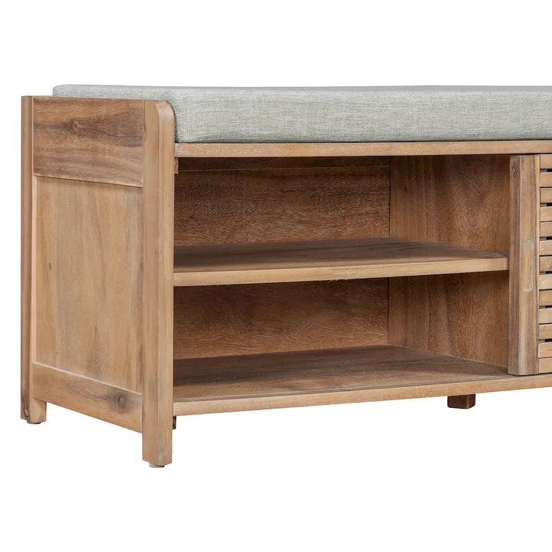 Banc d'entrée avec rangement pour chaussures, coussin et porte coulissante, meuble à chaussures pour salon, 15,4 cm (L) x 43,3 cm (P) x 16,5 cm (H)