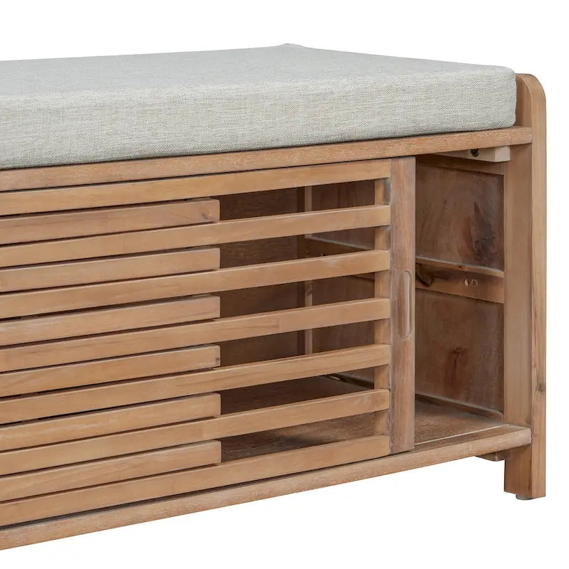 Banc d'entrée avec rangement pour chaussures, coussin et porte coulissante, meuble à chaussures pour salon, 15,4 cm (L) x 43,3 cm (P) x 16,5 cm (H)