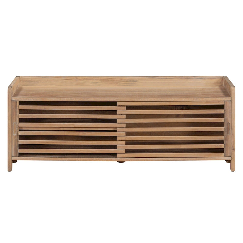 Banc d'entrée avec rangement pour chaussures, coussin et porte coulissante, meuble à chaussures pour salon, 15,4 cm (L) x 43,3 cm (P) x 16,5 cm (H)