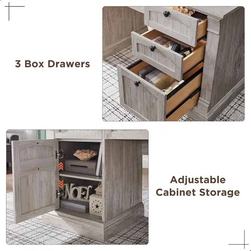 Bureau d'ordinateur de style campagnard, bureau en bois pour bureau à domicile avec station de recharge