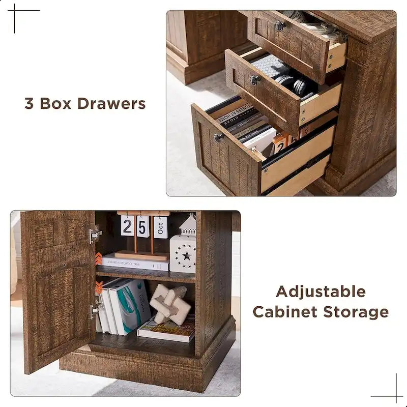 Bureau d'ordinateur de style campagnard, bureau en bois pour bureau à domicile avec station de recharge