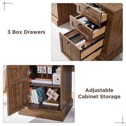 Bureau d'ordinateur de style campagnard, bureau en bois pour bureau à domicile avec station de recharge