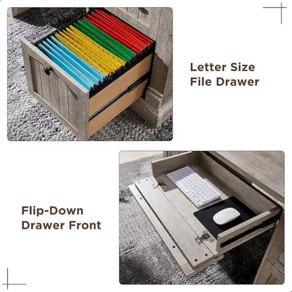 Bureau d'ordinateur de style campagnard, bureau en bois pour bureau à domicile avec station de recharge