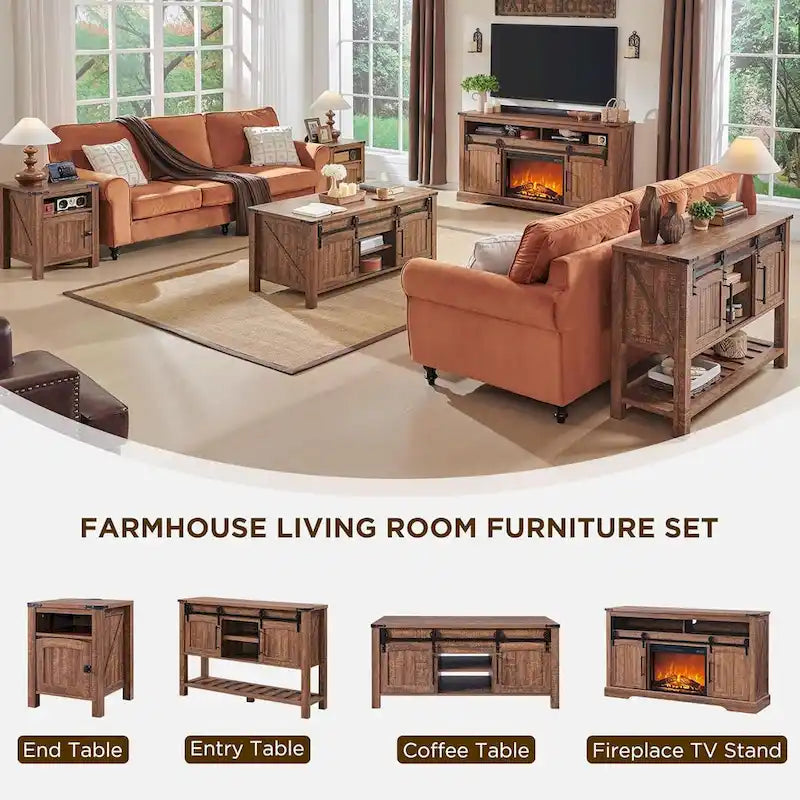 Table basse de style campagnard avec plateau relevable, table basse rustique en bois