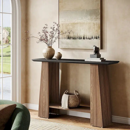 Table d'appoint étroite en bois avec rangement pour petits espaces de salon - 120 cm (L) x 35 cm (P) x 90 cm (H)