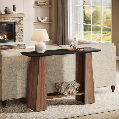 Table d'appoint étroite en bois avec rangement pour petits espaces de salon - 120 cm (L) x 35 cm (P) x 90 cm (H)