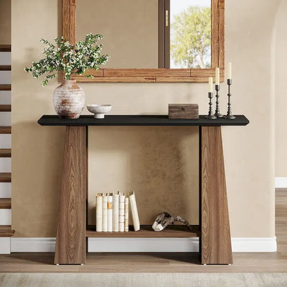 Table d'appoint étroite en bois avec rangement pour petits espaces de salon - 120 cm (L) x 35 cm (P) x 90 cm (H)