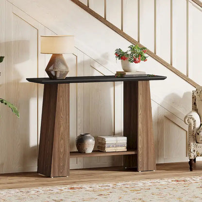 Table d'appoint étroite en bois avec rangement pour petits espaces de salon - 120 cm (L) x 35 cm (P) x 90 cm (H)