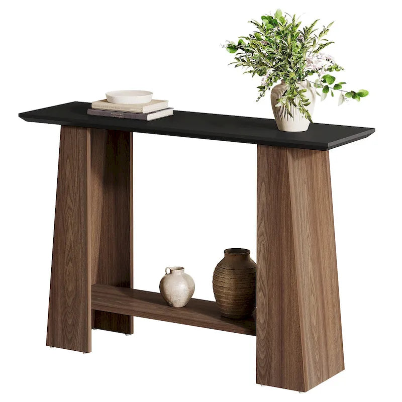 Table d'appoint étroite en bois avec rangement pour petits espaces de salon - 120 cm (L) x 35 cm (P) x 90 cm (H)