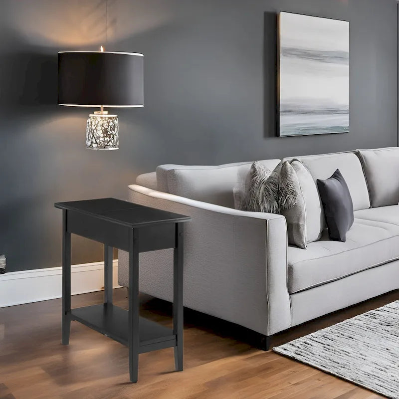 Table d'appoint fine et élégante, table de chevet étroite et table de nuit mince