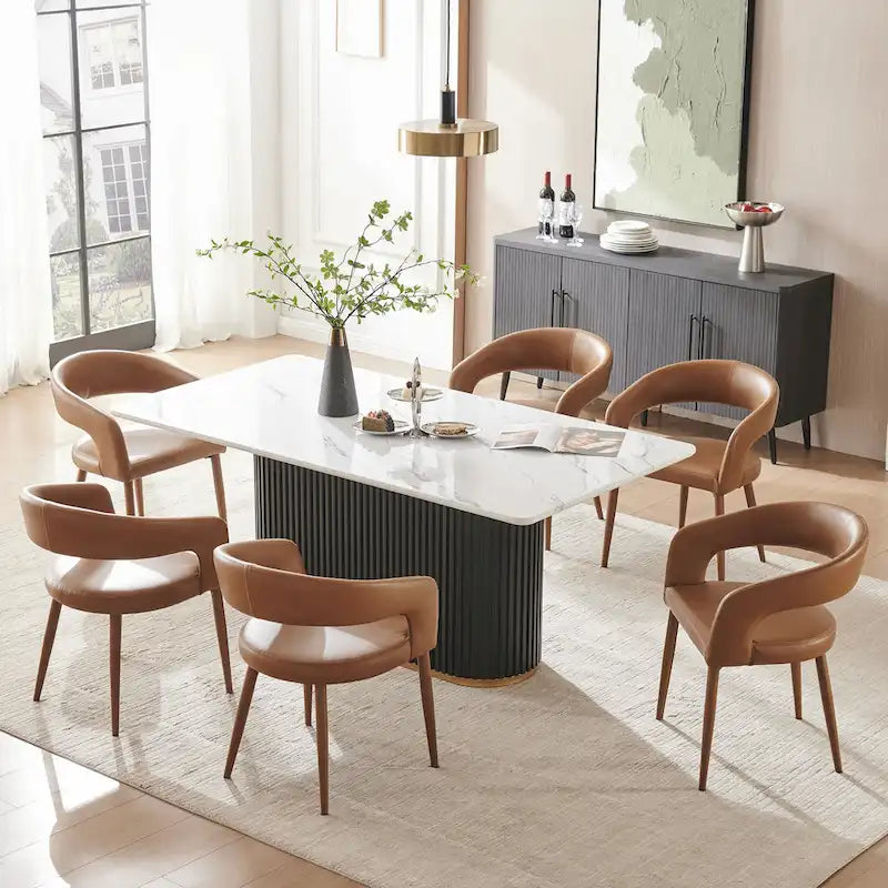 Modern Fort PU Leather Upholstered Dining Chair (Set of 6)