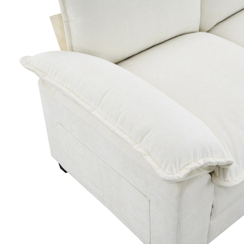 Canapé d'angle en chenille de 118 pouces avec méridienne réversible, canapé Cloud 5 places, rangements et coussins intégrés aux accoudoirs