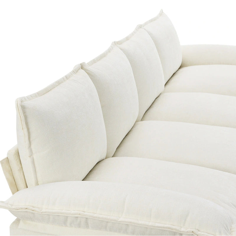 Canapé d'angle en chenille de 118 pouces avec méridienne réversible, canapé Cloud 5 places, rangements et coussins intégrés aux accoudoirs