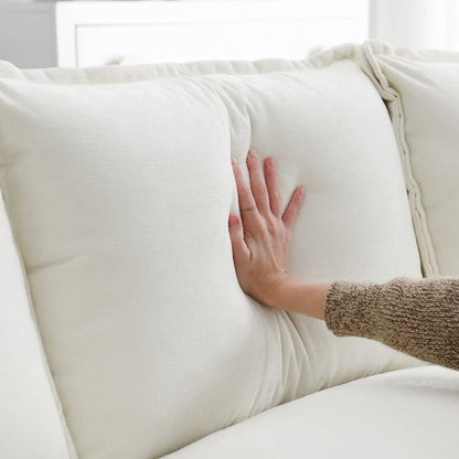 Canapé d'angle en chenille de 118 pouces avec méridienne réversible, canapé Cloud 5 places, rangements et coussins intégrés aux accoudoirs