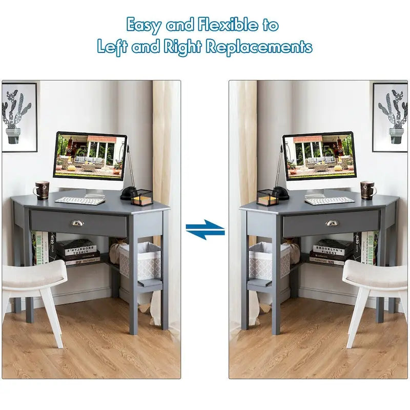 Bureau d'angle Gymax pour ordinateur portable avec tiroir