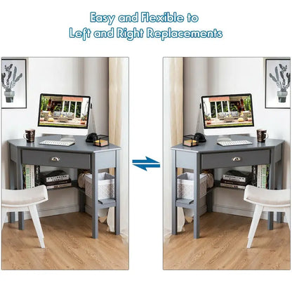 Bureau d'angle Gymax pour ordinateur portable avec tiroir