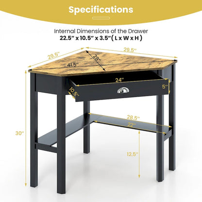 Bureau d'angle Gymax pour ordinateur portable avec tiroir