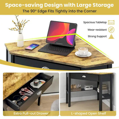 Bureau d'angle Gymax pour ordinateur portable avec tiroir