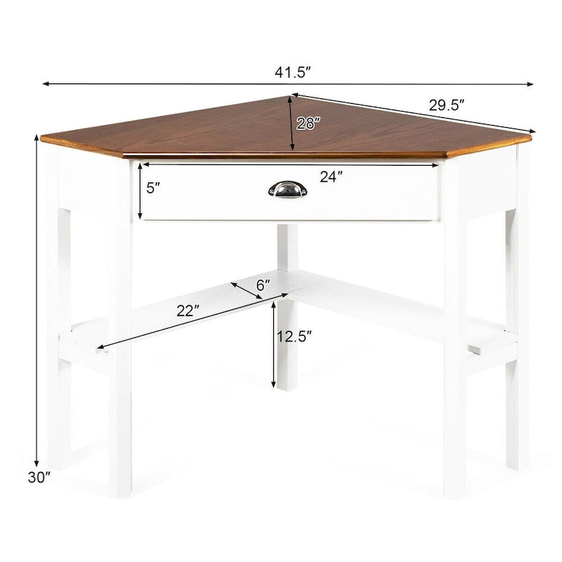 Bureau d'angle Gymax pour ordinateur portable avec tiroir