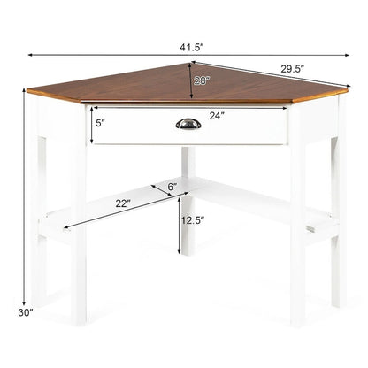 Bureau d'angle Gymax pour ordinateur portable avec tiroir