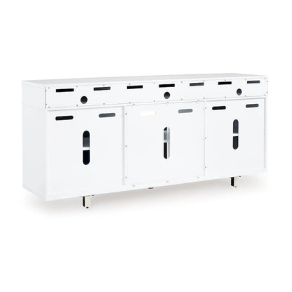 Meuble TV Ardon, foyer ouvert, bois blanc et noir, 72 pouces