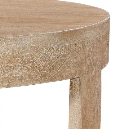 Table basse Milan, plateau rond de 81 cm, bois de manguier finition sablée brun naturel, piètement traîneau ouvert