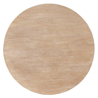 Table basse Milan, plateau rond de 81 cm, bois de manguier finition sablée brun naturel, piètement traîneau ouvert