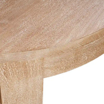 Table basse Milan, plateau rond de 81 cm, bois de manguier finition sablée brun naturel, piètement traîneau ouvert