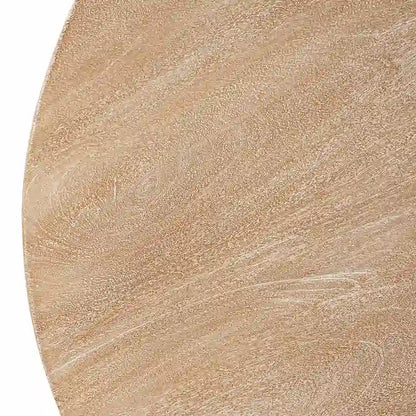 Table basse Milan, plateau rond de 81 cm, bois de manguier finition sablée brun naturel, piètement traîneau ouvert