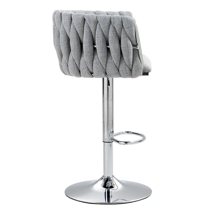 Fabric Cover Swivel Bar Stools Set of 2, Counter Height Chair with Back and Footrest, Dining Room Chair with Metal Frame