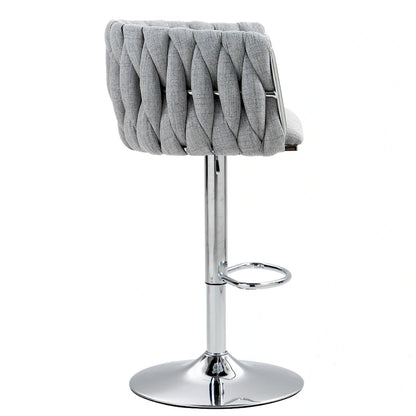 Fabric Cover Swivel Bar Stools Set of 2, Counter Height Chair with Back and Footrest, Dining Room Chair with Metal Frame