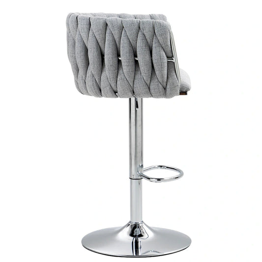 Fabric Cover Swivel Bar Stools Set of 2, Counter Height Chair with Back and Footrest, Dining Room Chair with Metal Frame