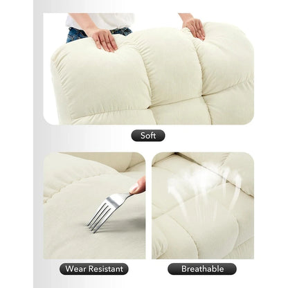 Fauteuil inclinable à bascule pivotant à 360° pour salon, fauteuil berçant rembourré en tissu avec accoudoirs.