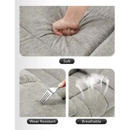 Fauteuil inclinable à bascule pivotant à 360° pour salon, fauteuil berçant rembourré en tissu avec accoudoirs.