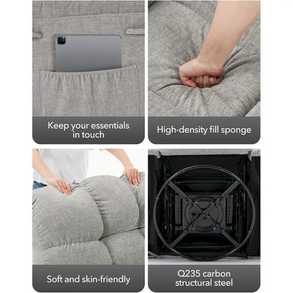 Fauteuil inclinable à bascule pivotant à 360° pour salon, fauteuil berçant rembourré en tissu avec accoudoirs.