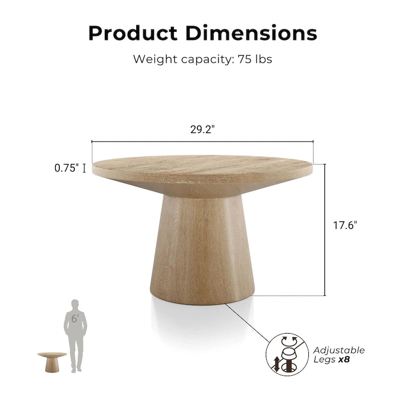 Table basse moderne ronde Vitten en bois massif avec piédestal, de Furniture of America