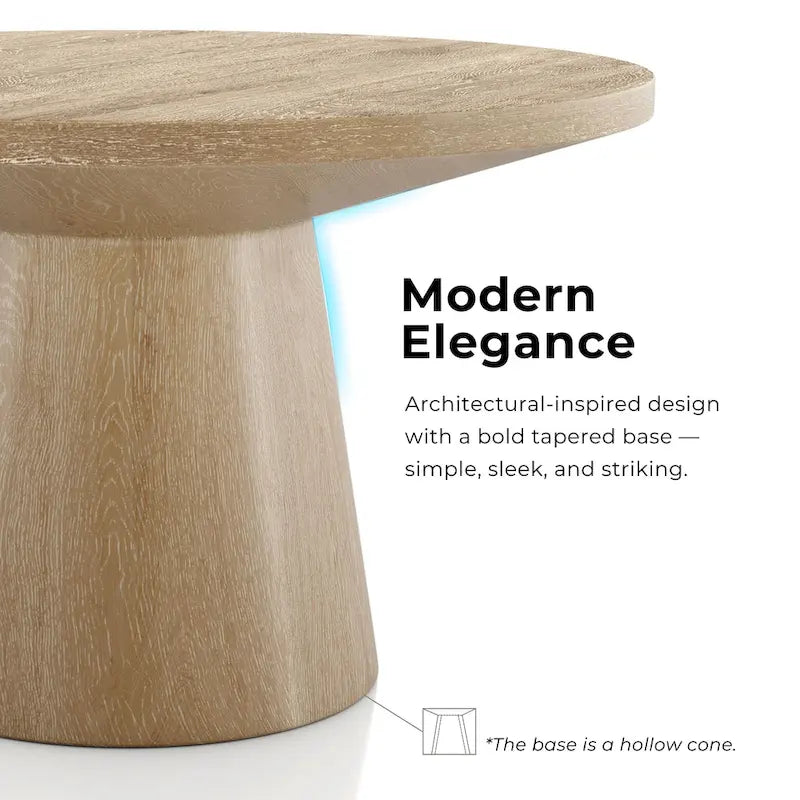 Table basse moderne ronde Vitten en bois massif avec piédestal, de Furniture of America