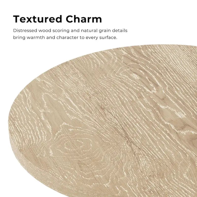 Table basse moderne ronde Vitten en bois massif avec piédestal, de Furniture of America