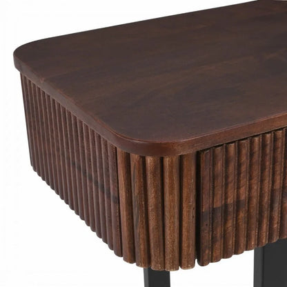 Table console d'entrée en bois massif avec tiroirs cannelés et solutions de rangement