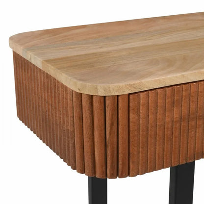 Table console d'entrée en bois massif avec tiroirs cannelés et solutions de rangement