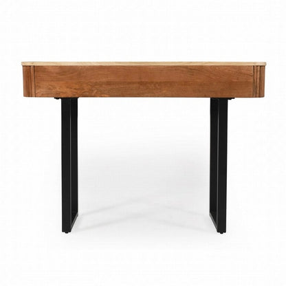 Table console d'entrée en bois massif avec tiroirs cannelés et solutions de rangement