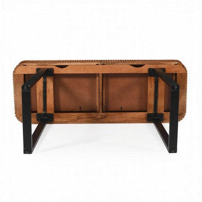 Table console d'entrée en bois massif avec tiroirs cannelés et solutions de rangement