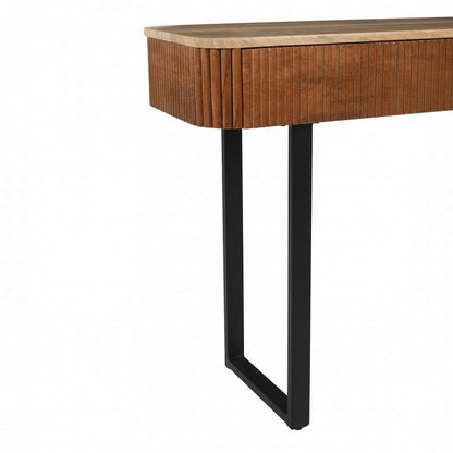 Table console d'entrée en bois massif avec tiroirs cannelés et solutions de rangement