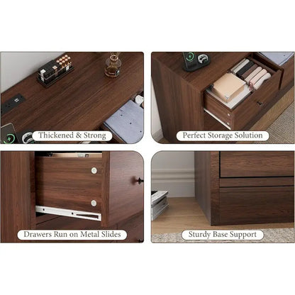 Commode à 12 tiroirs pour chambre à coucher, commode en bois de 155 cm avec prise électrique