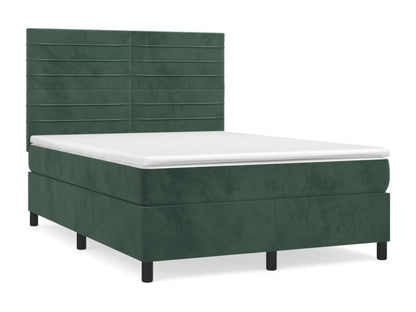 Lit à sommier tapissier et matelas Vert foncé 140x200cm Velours