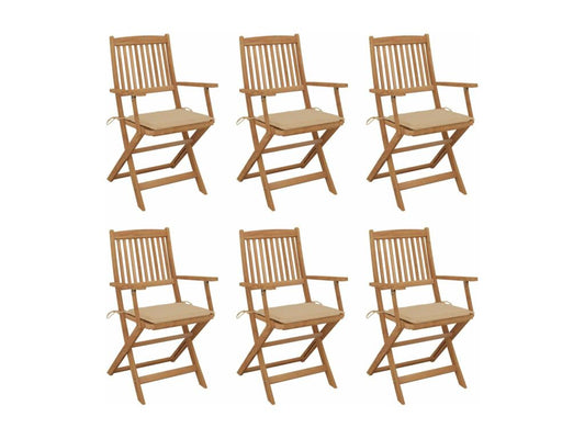 Chaises pliables de jardin 6 pièces avec coussins Bois d'Meublita