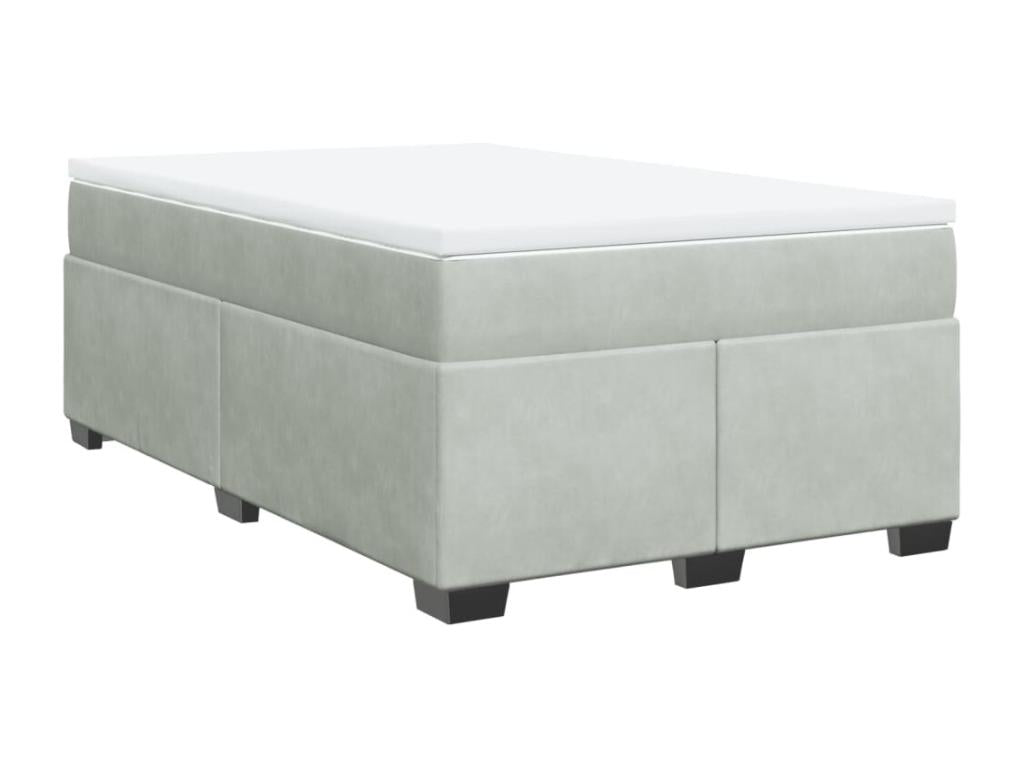 Sommier à Meublita de lit et matelas Gris clair 120x200cm Velours
