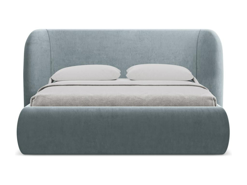 Lit coffre en velours 180x200 - bleu clair - Meublita